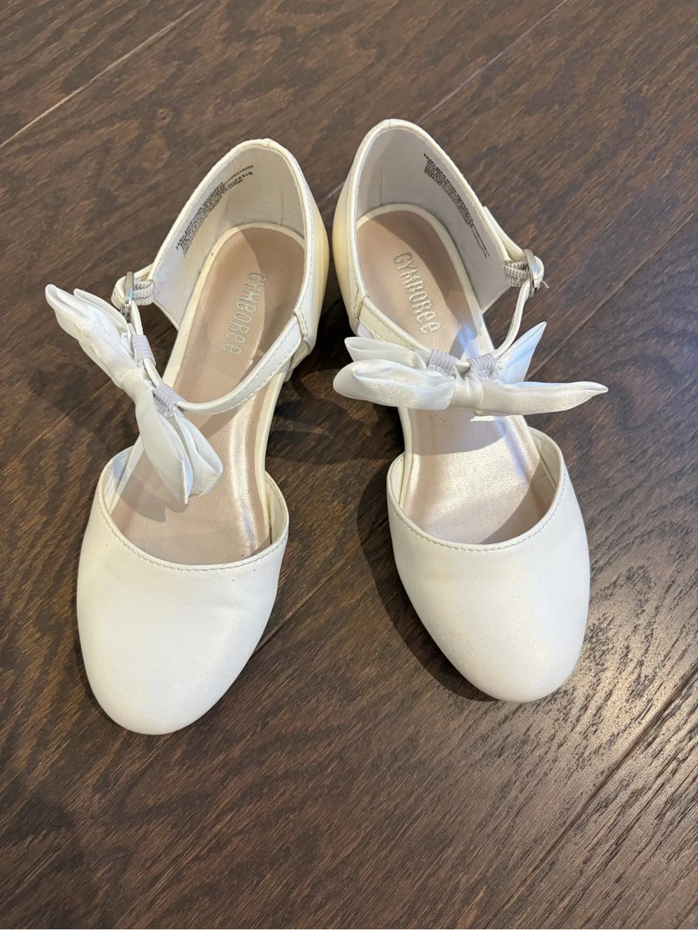 Gymboree Cream Bow T-Strap Girls Dress Shoes